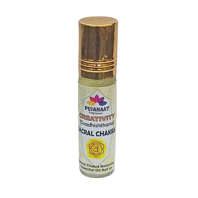 Pujahaat Sacral Chakra Essential Oil Roll-On Blend | 6 ml/0.20 fl oz | Swadisthana | Creativity | Aromatherapy Oils for Chakra Healing Roll on