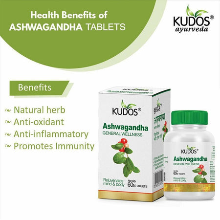 Kudos Ashwagandha 60 Tablet | General Wellness Supplement | Stress Reliever Pack Of 2