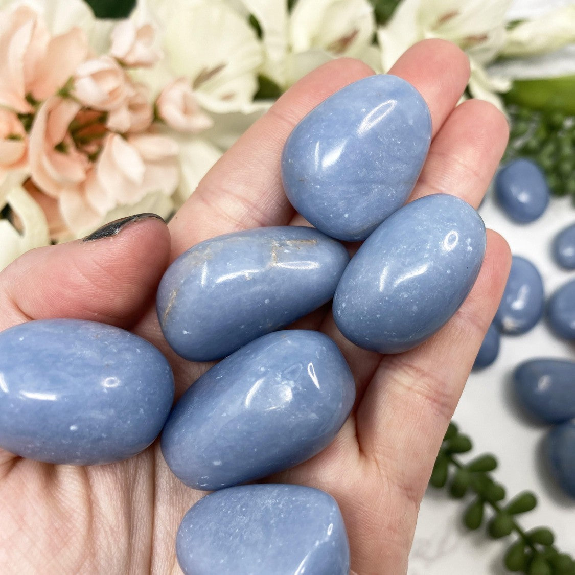 Light blue hot sale tumbled stone