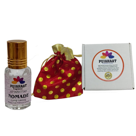 Pujahaat Premium Alcohol-Free Attar | Ittar 6ml, Long-Lasting Travel Size Roll-On, Best Woody Fruity Earthy Attar Fragrance Oil - Nomade