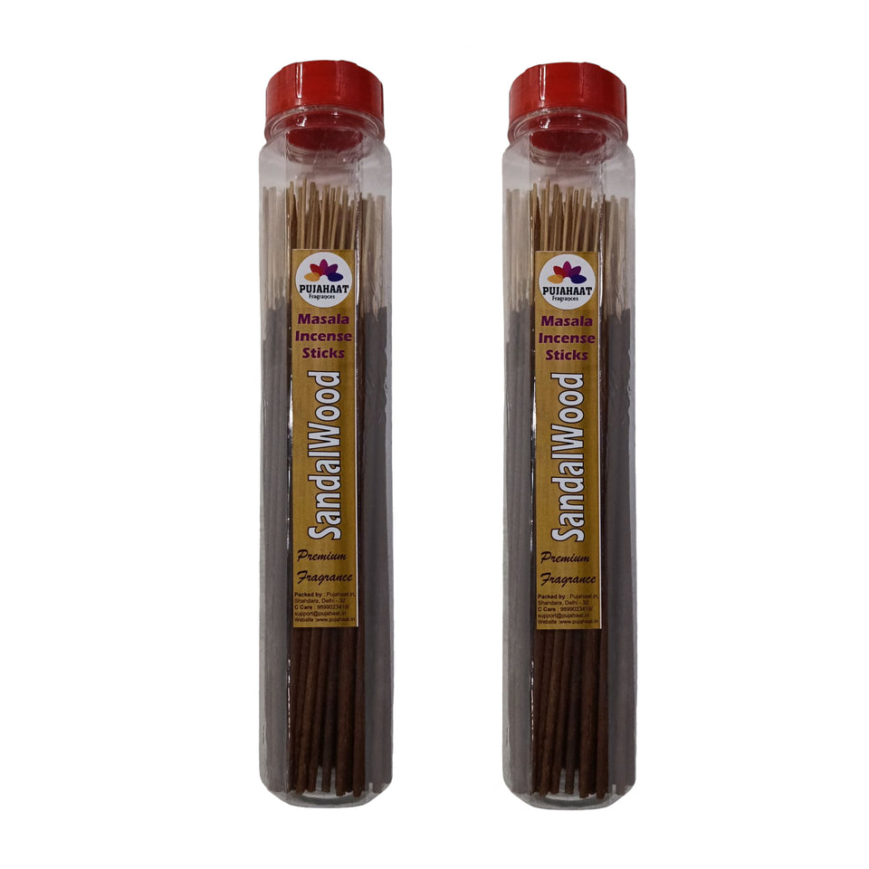 Pujahaat Premium Scented Incense Stick Masala Agarbatti | No Charcoal Incense Sticks, 100% Herbal Fragrance Agarbatti, 0% Sulphates - Sandalwood (Chandan) Fragrance