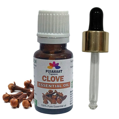 Pujahaat Clove Essential Oil for Teeth, Gum, Skin & Hair Care and Diffuser - Undiluted, Pure & Natural Aromatherapy Grade- Vegan & Cruelty free - 15 ml