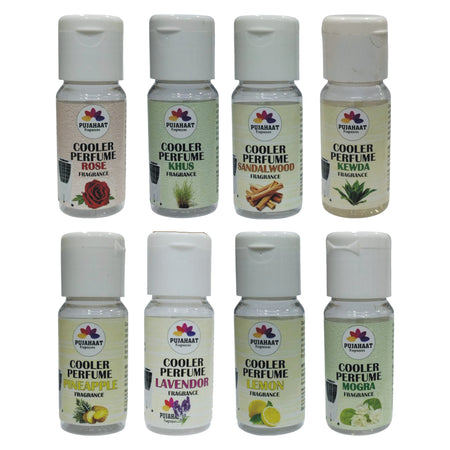 Pujahaat Lavender, Lemon, Rose, Khus, Kewda, Pineapple, Sandalwood Cooler Perfume/Aroma Diffuser Oil or Fragrance, Long Lasting Cooler Scent/Aroma Diffuser Fragrance Oil - Multipurpose Aroma Oil Perfume for Cooler - 25 ml each (8 X 25 ml)