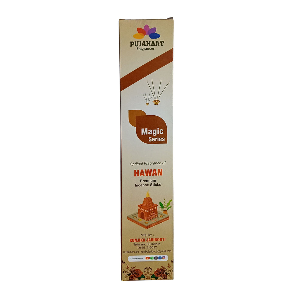 Pujahaat Premium Scented Incense Stick Agarbatti | No Charcoal Incense Sticks, 0% Sulphates Fragrance 20 Gm per pack Hawan Fragrance - Pack of 12 pcs