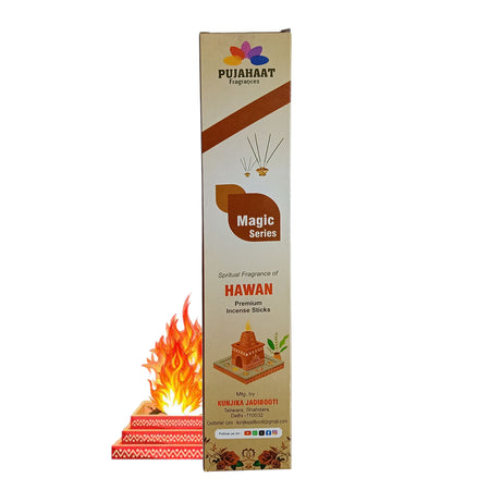 Pujahaat Premium Scented Incense Stick Agarbatti | No Charcoal Incense Sticks, 0% Sulphates Fragrance 20 Gm per pack Hawan Fragrance - Pack of 12 pcs