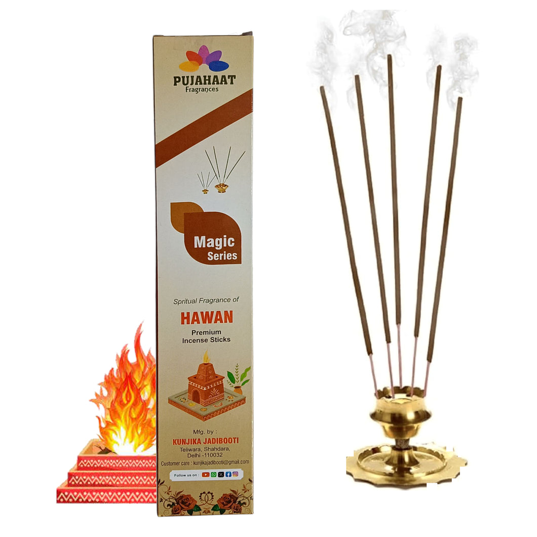 Pujahaat Premium Scented Incense Stick Agarbatti | No Charcoal Incense Sticks, 0% Sulphates Fragrance 20 Gm per pack Hawan Fragrance - Pack of 12 pcs