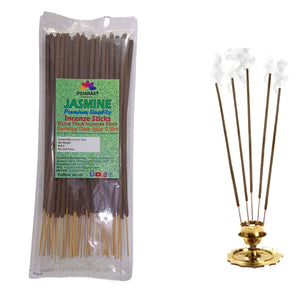 Pujahaat Premium Scented Incense Stick Agarbatti | No Charcoal Incense Sticks, 100 minutes burning time, 0% Sulphates Fragrance - Jasmine Fragrance