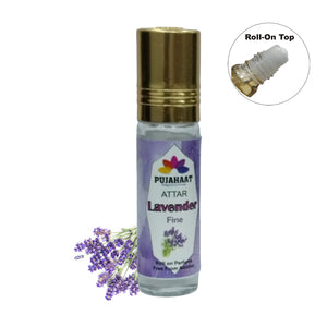 Pujahaat Premium Alcohol-Free Lavender Attar | Ittar 6ml, Fresh Floral Scent, Long-Lasting Travel Size Roll-On, Best Lavender Attar Fragrance Oil