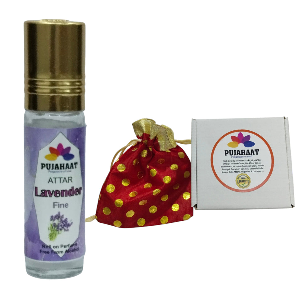 Pujahaat Raksha Bandhan Combo- Lavender Attar ( Alcohol-Free) 6ml & 7 Chakra Crystal 8mm Beads Rakhi