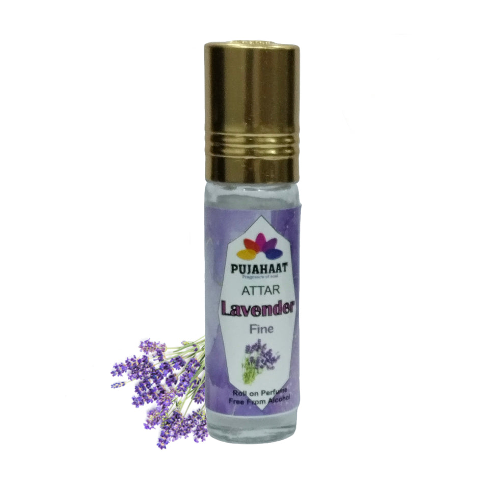 Pujahaat Raksha Bandhan Combo- Lavender Attar ( Alcohol-Free) 6ml & 7 Chakra Crystal 8mm Beads Rakhi