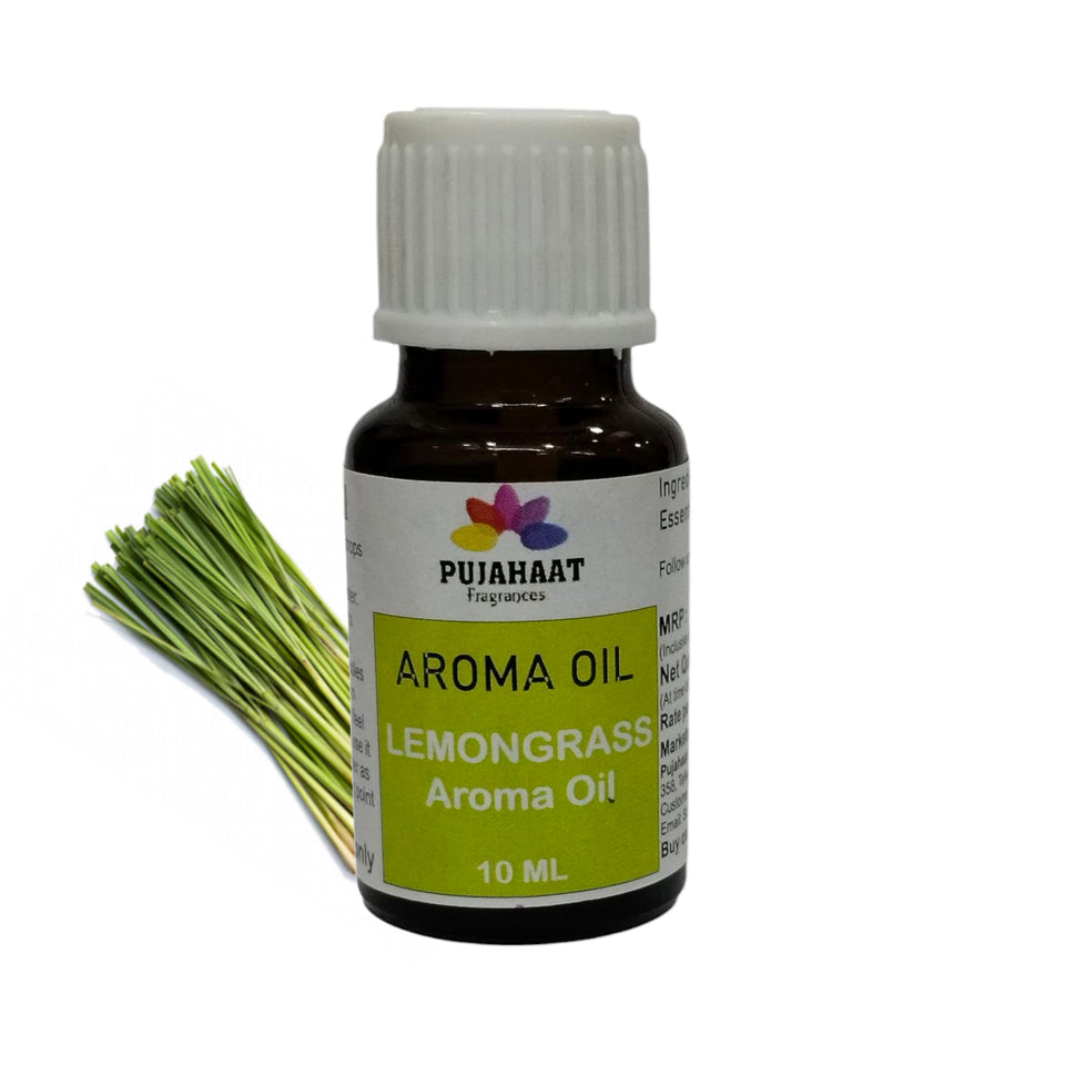 Pujahaat Lemongrass and Orange Aroma Oil for Aromatherapy oils, Oil for diffusers, Humidifier oils, Oil Burners, Spa and Air Purifier 10ml Each - Set of 2 (2 x 10 ml)