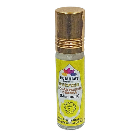 Pujahaat Solar Plexus Chakra Essential Oil Roll-On Blend | 6 ml/0.20 fl oz | Manipura | Aromatherapy Oils for Balance, Aromatherapy Oils Chakra Healing Roll on