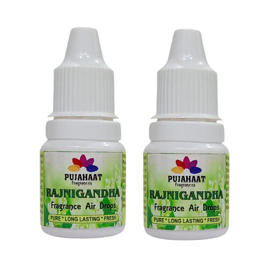 Pujahaat Premium Rajnigandha Fragrance Air drops Air freshener for room, bathroom, toilet, car, wardrobes -Pack of 2 (2 x 5ml)