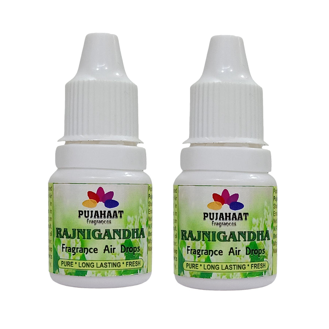 Pujahaat Premium Rajnigandha Fragrance Air drops Air freshener for room, bathroom, toilet, car, wardrobes -Pack of 2 (2 x 5ml)