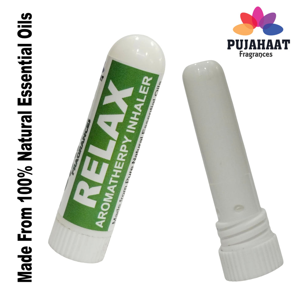 Pujahaat Natural Essential oil Aromatherapy Nasal Inhaler Stick help to RELAX, Made with 100% natural, therapeutic grade- Set of 2