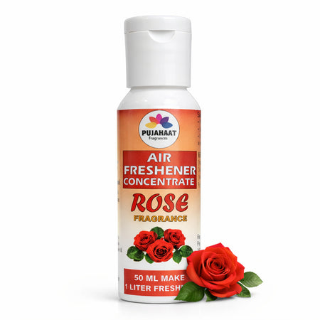 Pujahaat Air Freshener Concentrate Set of 3 (50ml Each) Makes 1 Liter Each | Long Lasting Room Freshener Liquid | Fragrance Combo for Home, Office, Car | Alcohol-Free Premium Fragrance - Rose