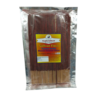 Kunjika Jadibooti Saffron / Kesar Flora Premium Natural Masala Incense Sticks Natural Kesar Saffron Flora Agarbatti Nagchampa 100% Natural Fragrances - 100 Gms