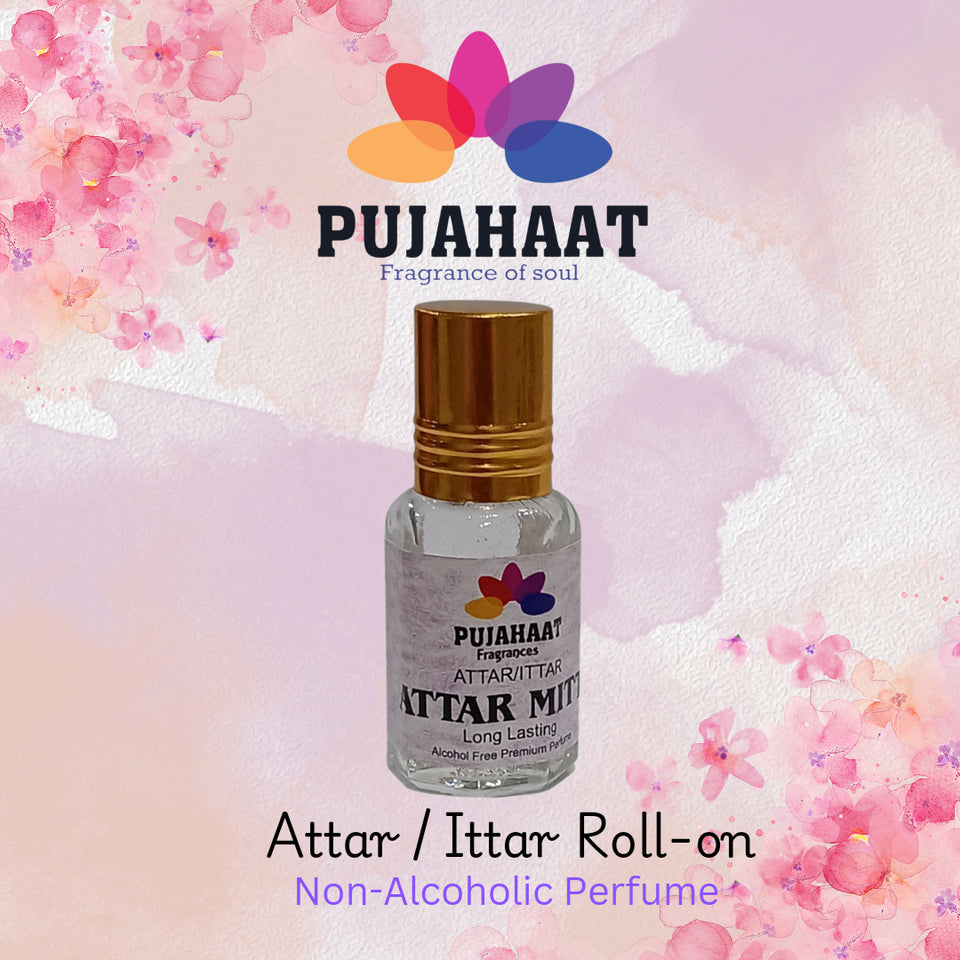 Pujahaat Premium Alcohol-Free Attar | Ittar 6ml, Long-Lasting Travel Size Roll-On, Best Earthy Attar Fragrance Oil - Mitti