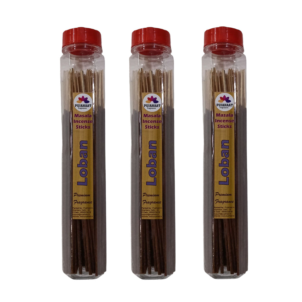 Pujahaat Premium Scented Incense Stick Masala Agarbatti | No Charcoal Incense Sticks, 100% Herbal Fragrance Agarbatti, 0% Sulphates - Loban Fragrance