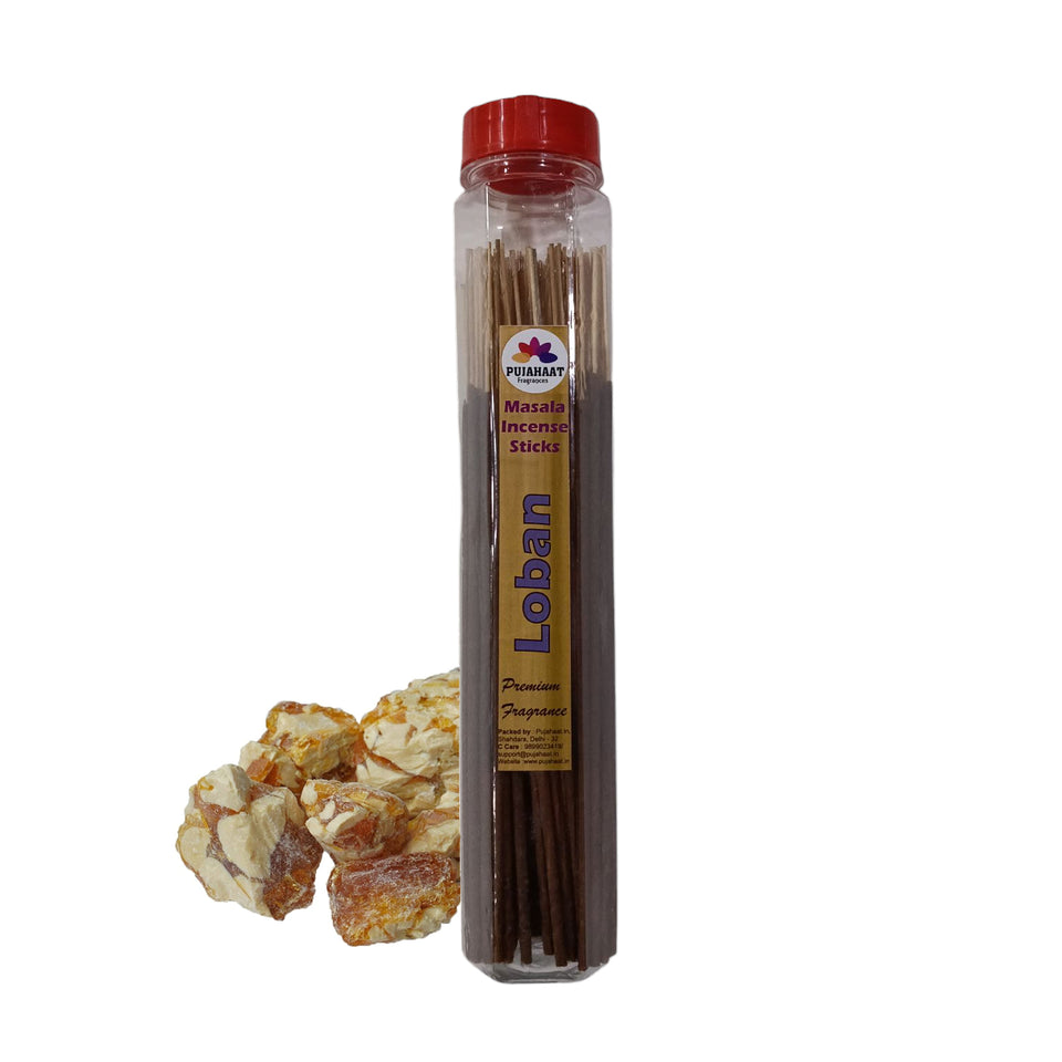 Pujahaat Premium Scented Incense Stick Masala Agarbatti | No Charcoal Incense Sticks, 100% Herbal Fragrance Agarbatti, 0% Sulphates - Loban Fragrance