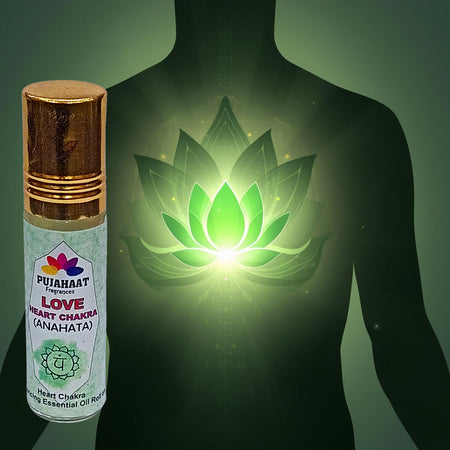 Pujahaat Heart Chakra Essential Oil Roll-On Blend | 6 ml/0.20 fl oz | Anahata | Essential Oil Roll-On Blend |Aromatherapy Oils Chakra Healing Roll on