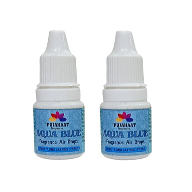 Pujahaat Premium Aqua Blue Fragrance Air drops Air freshener for room, bathroom, toilet, car, wardrobes -Pack of 2 (2 x 5ml)