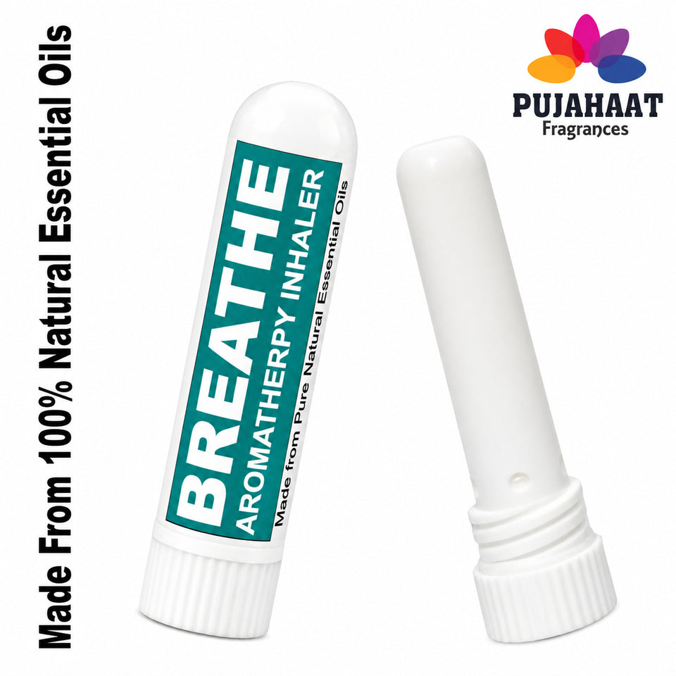 Pujahaat Natural Essential oil based Aromatherapy Nasal Inhaler Stick help in obstacle free BREATHE, Made with natural, therapeutic grade  - Set of 2