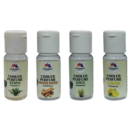 Pujahaat Khus, Kewda, Pineapple, Sandalwood Cooler Perfume/Aroma Diffuser Oil or Fragrance, Long Lasting Cooler Scent/Aroma Diffuser Fragrance Oil - Multipurpose Aroma Oil Perfume for Cooler - 25 ml each (4 X 25 ml)