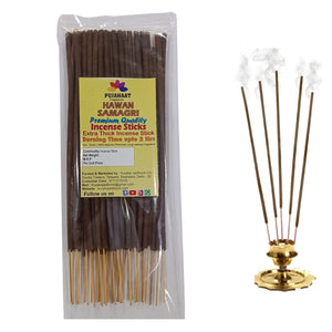 Pujahaat Premium Scented Incense Stick Agarbatti | No Charcoal Incense Sticks, 100 minutes burning time, 0% Sulphates Fragrance - Hawan Samgri Fragrance