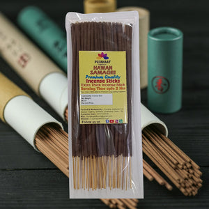 Pujahaat Premium Scented Incense Stick Agarbatti | No Charcoal Incense Sticks, 100 minutes burning time, 0% Sulphates Fragrance - Hawan Samgri Fragrance