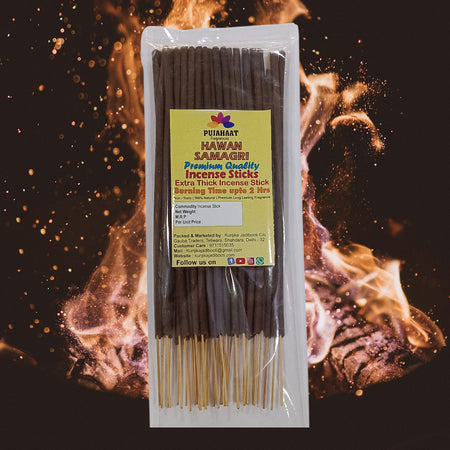 Pujahaat Premium Scented Incense Stick Agarbatti | No Charcoal Incense Sticks, 100 minutes burning time, 0% Sulphates Fragrance - Hawan Samgri Fragrance