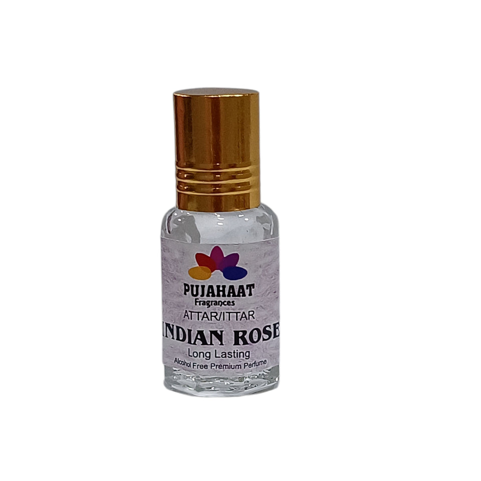 Pujahaat Raksha Bandhan Combo - Indian Rose Attar ( Alcohol-Free) 6ml & 7 Chakra Crystal Beads 8mm Rakhi