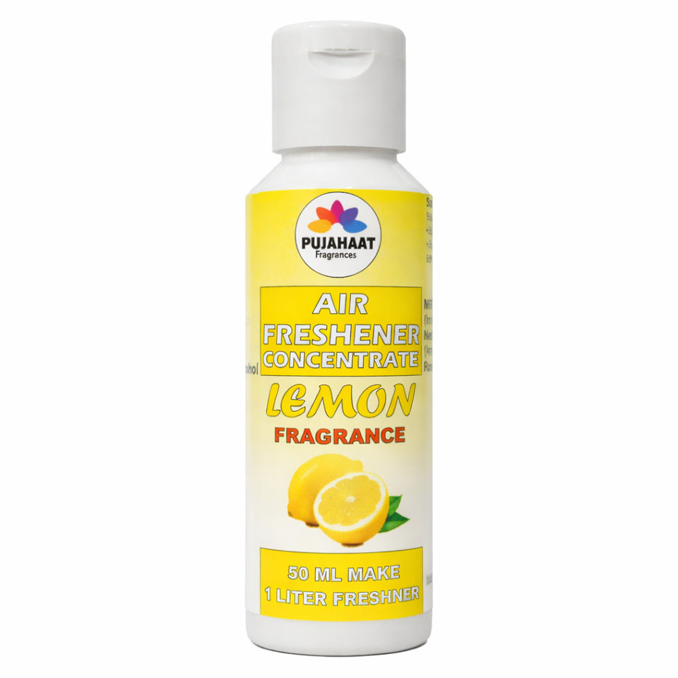Pujahaat Air Freshener Concentrate Set of 3 (50ml Each) Makes 1 Liter Each | Long Lasting Room Freshener Liquid | Fragrance Combo for Home, Office, Car | Alcohol-Free Premium Fragrance - Lemon