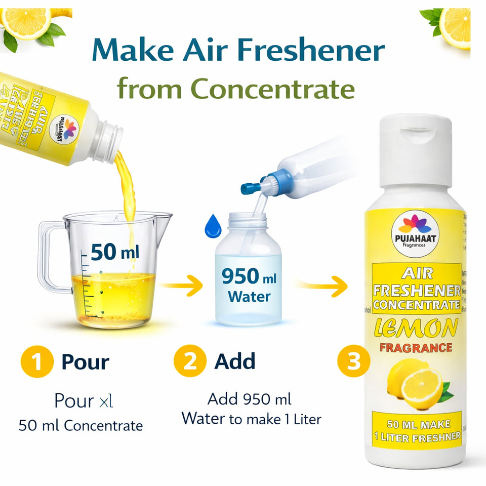 Pineapple, Orange, Lemon Air Freshener Concentrate Set of 3 (50ml Each) Makes 1 Liter Each | Long Lasting Room Freshener Liquid | Fragrance Combo for Home, Office, Car | Alcohol-Free Premium Fragrance by Pujahaat