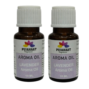 Pujahaat Lavender Aroma Oil for Aromatherapy oils, Oil for diffusers, Humidifier oils, Oil Burners, Spa and Air Purifier 10ml Each, Lavender - Set of 2 (2 x 10 ml)