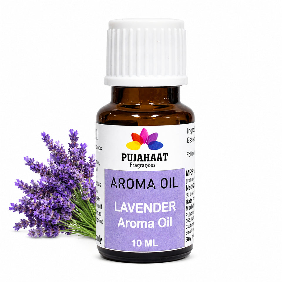 Pujahaat Lavender Aroma Oil for Aromatherapy oils, Oil for diffusers, Humidifier oils, Oil Burners, Spa and Air Purifier 10ml Each, Lavender - Set of 2 (2 x 10 ml)