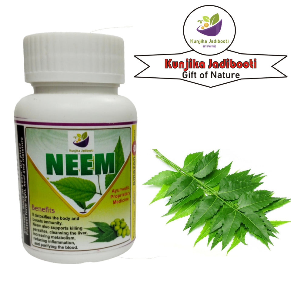 Kunjika Jadibooti Neem Leaves Capsules 500mg with Neem Leaves Extract, Ayurvedic Immunity Booster & Blood Purification Capsules  | Pack of 30 Capsules