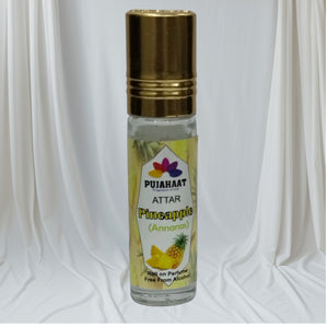 Pujahaat Premium Alcohol-Free Pineapple Attar | Ittar 6ml, Fresh Fruity Scent, Long-Lasting Travel Size Roll-On, Best Pineapple Attar Fragrance Oil