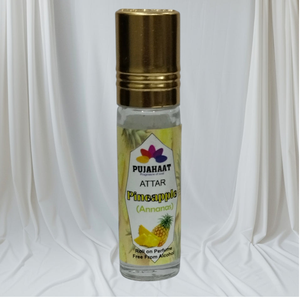 Pujahaat Premium Alcohol-Free Pineapple Attar | Ittar 6ml, Fresh Fruity Scent, Long-Lasting Travel Size Roll-On, Best Pineapple Attar Fragrance Oil