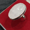 Natural Rose Quartz Gemstone Adjustable Ring in White Metal German Silver for Men & Women
