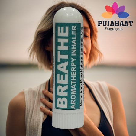 Pujahaat Natural Essential oil based Aromatherapy Nasal Inhaler Stick Nausea, Motion Sickness, Breathe Made with therapeutic grade essential oils- Set of 3