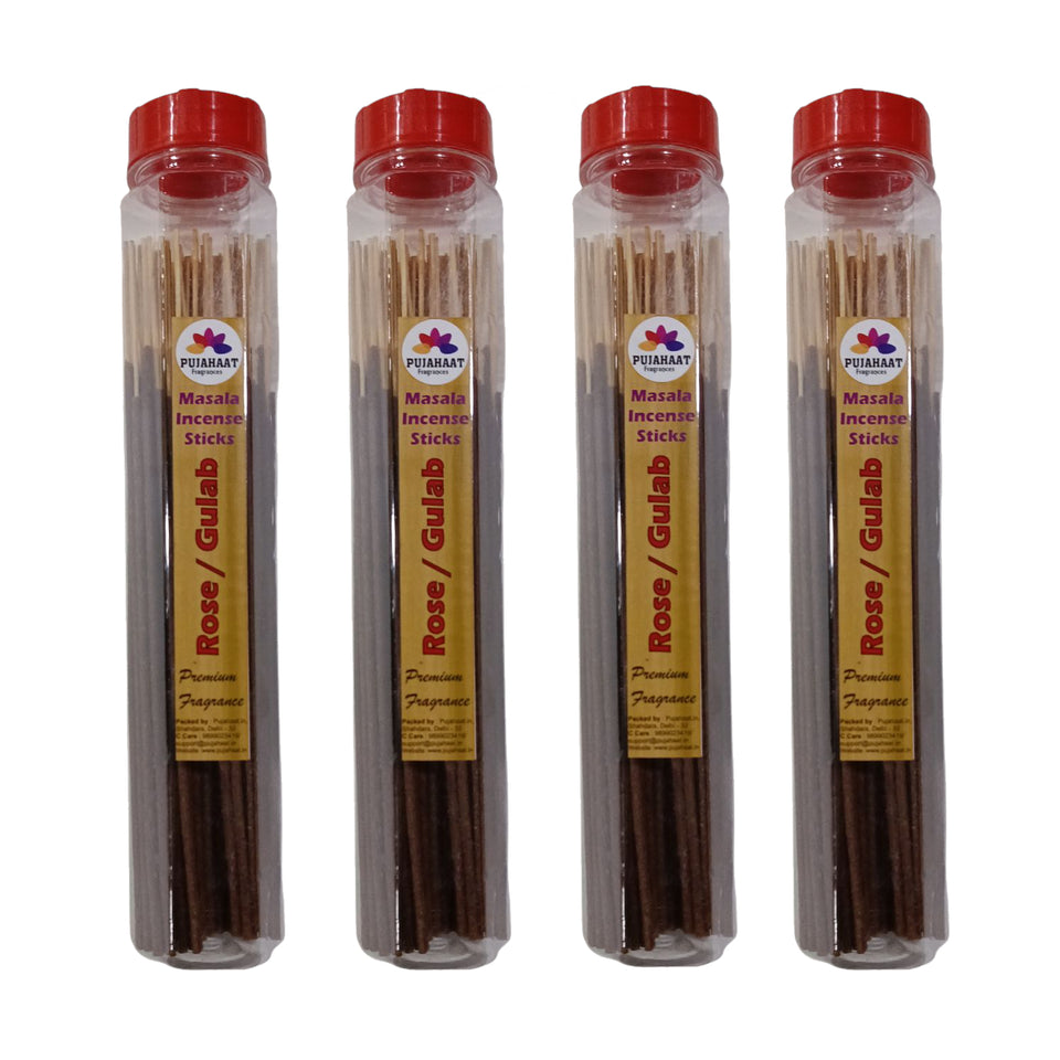 Pujahaat Premium Scented Incense Stick Masala Agarbatti | No Charcoal Incense Sticks, 100% Herbal Fragrance Agarbatti, 0% Sulphates - Rose Fragrance
