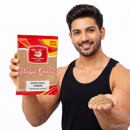 Kunjika Jadibooti Arjun Chaal Powder (Terminalia Arjuna) – 100% Pure Herbal Bark Powder for Ayurvedic Wellness & Daily Health Support