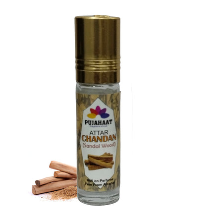 Pujahaat Raksha Bandhan Combo- Sandalwood | Chandan Attar ( Alcohol-Free) 6ml & 7 Chakra Crystal 8mm Beads Rakhi