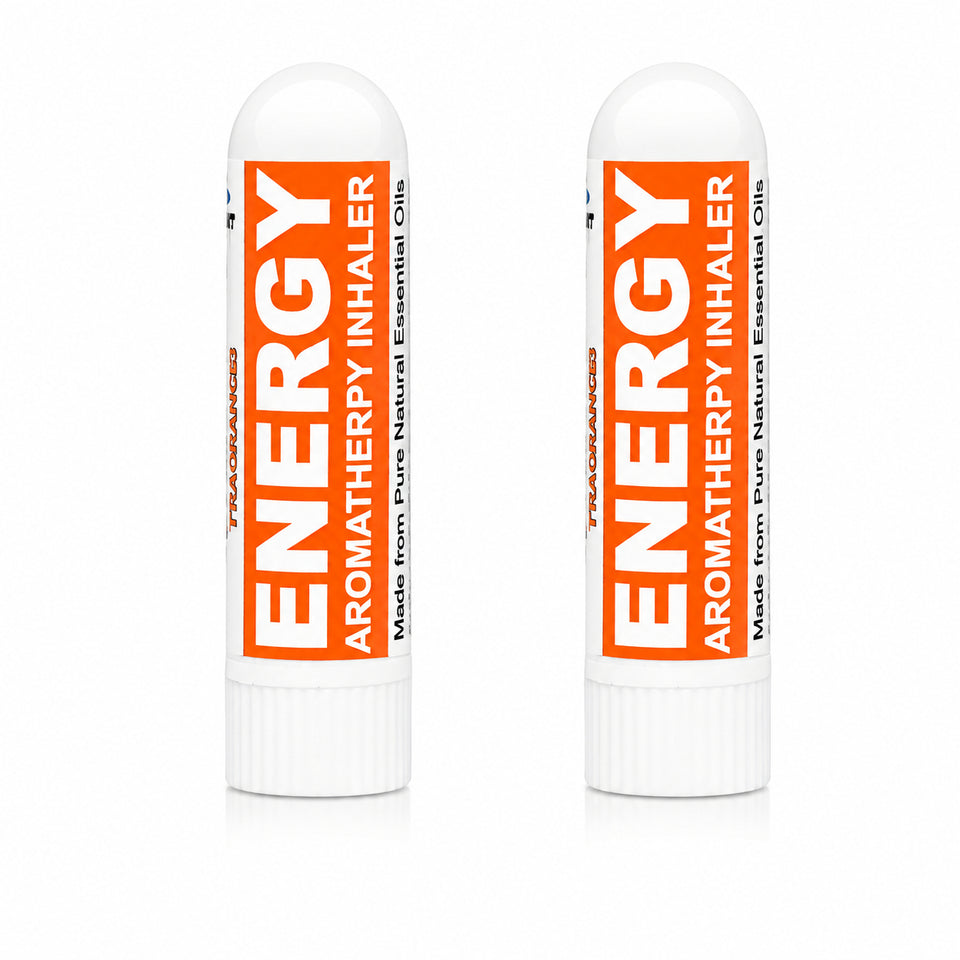 Pujahaat Natural Essential oil based Aromatherapy Nasal Inhaler Stick ENERGY, Made with 100% natural, therapeutic grade essential oils - Set of 2