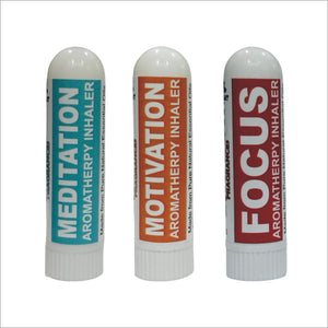 Pujahaat Natural Essential oil based Aromatherapy Nasal Inhaler Stick Mediation, Motivation, Focus Made with therapeutic grade essential oils- Set of 3