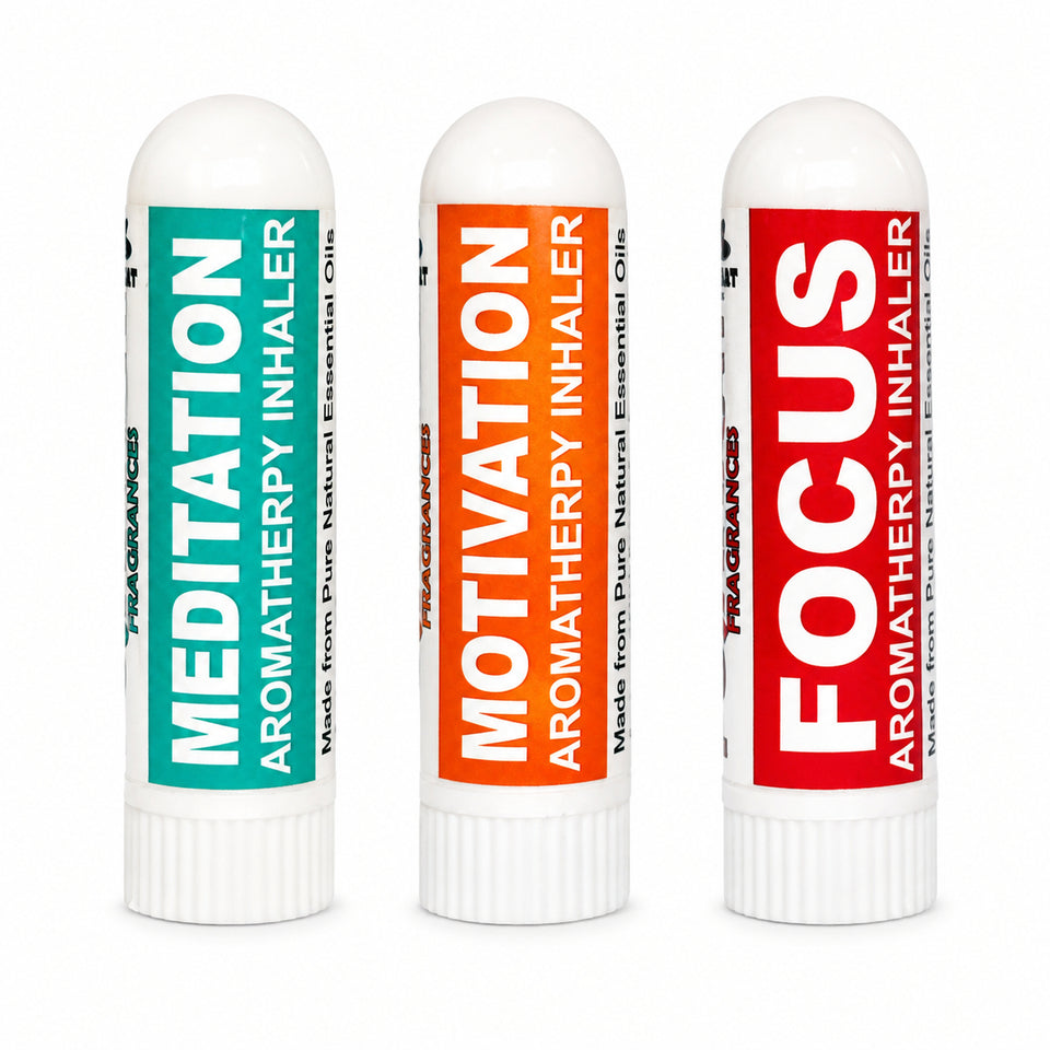 Pujahaat Natural Essential oil based Aromatherapy Nasal Inhaler Stick Mediation, Motivation, Focus Made with therapeutic grade essential oils- Set of 3