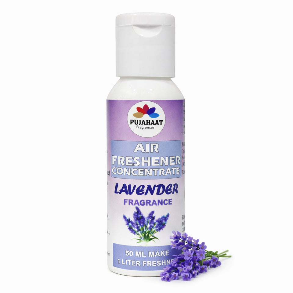 Pujahaat Air Freshener Concentrate Set of 3 (50ml Each) Makes 1 Liter Each | Long Lasting Room Freshener Liquid | Fragrance Combo for Home, Office, Car | Alcohol-Free Premium Fragrance - Lavender