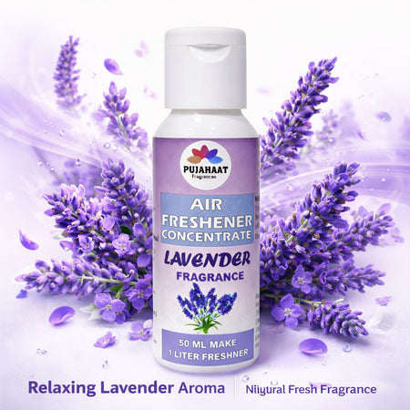 Lavender, Sandalwood, Lemon Grass Air Freshener Concentrate Set of 3 (50ml Each) Makes 1 Liter Each | Long Lasting Room Freshener Liquid | Fragrance Combo for Home, Office, Car | Alcohol-Free Premium Fragrance by Pujahaat