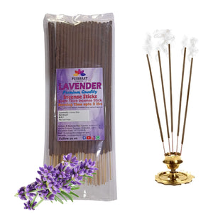 Pujahaat Premium Scented Incense Stick Agarbatti | No Charcoal Incense Sticks, 100 minutes burning time, 0% Sulphates Fragrance - Lavender Fragrance